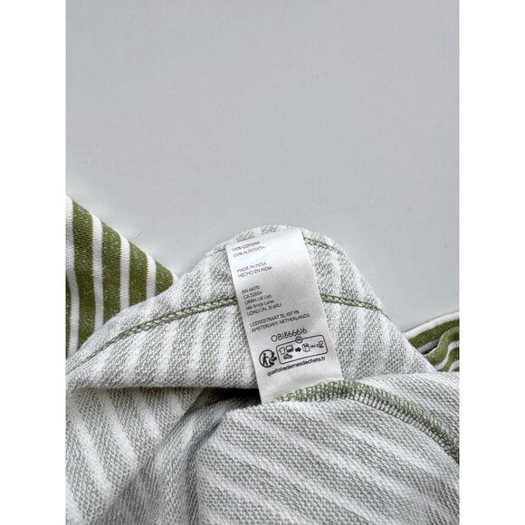 PILCRO Wharfside Green Striped Cotton Terry V-Neck Hooded Sweatshirt, Size S - Picture 13 of 14